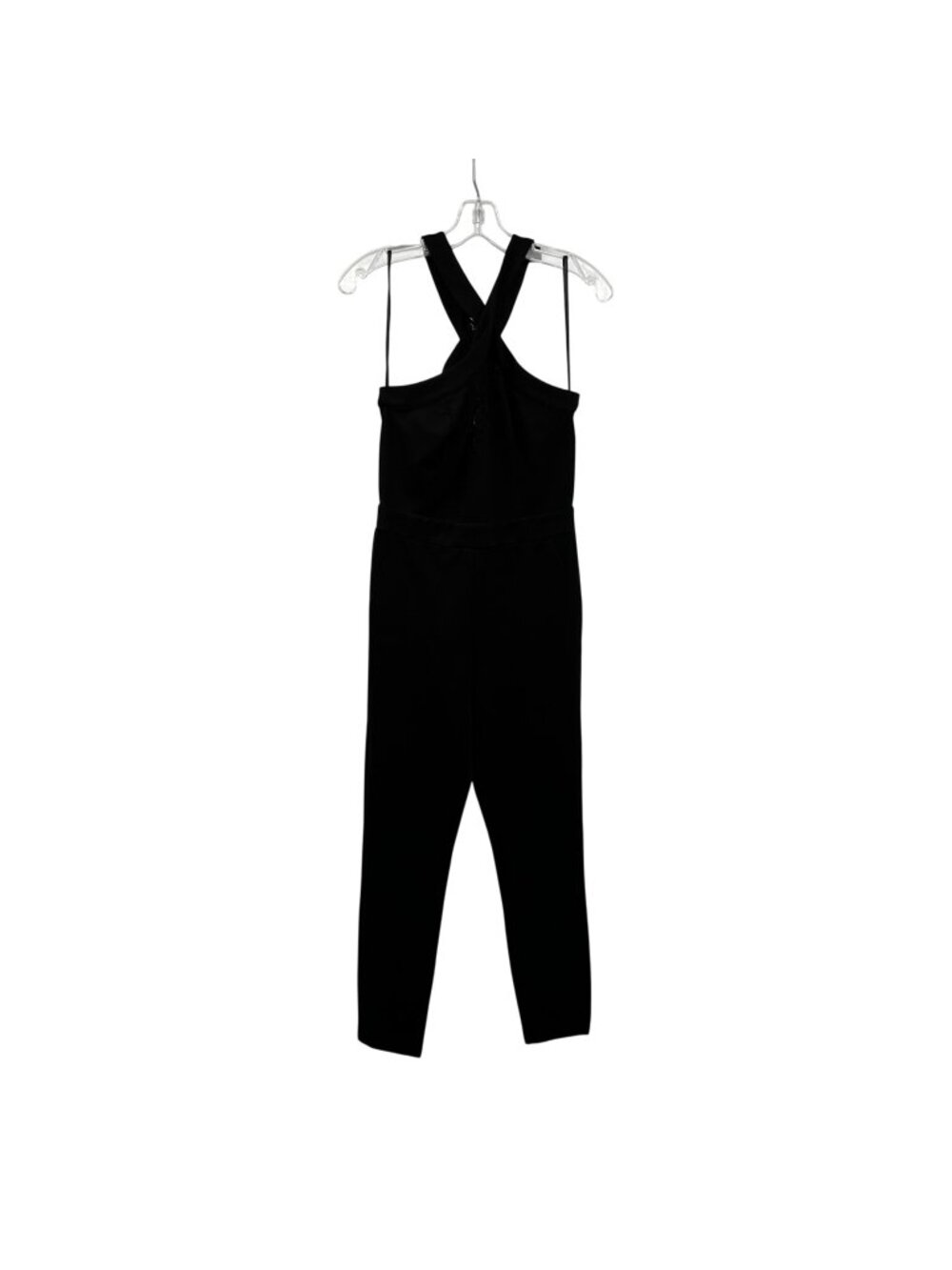 Bebe Tianna Halter Jumpsuit Lace Trim Skinny Leg Black Size Small New
